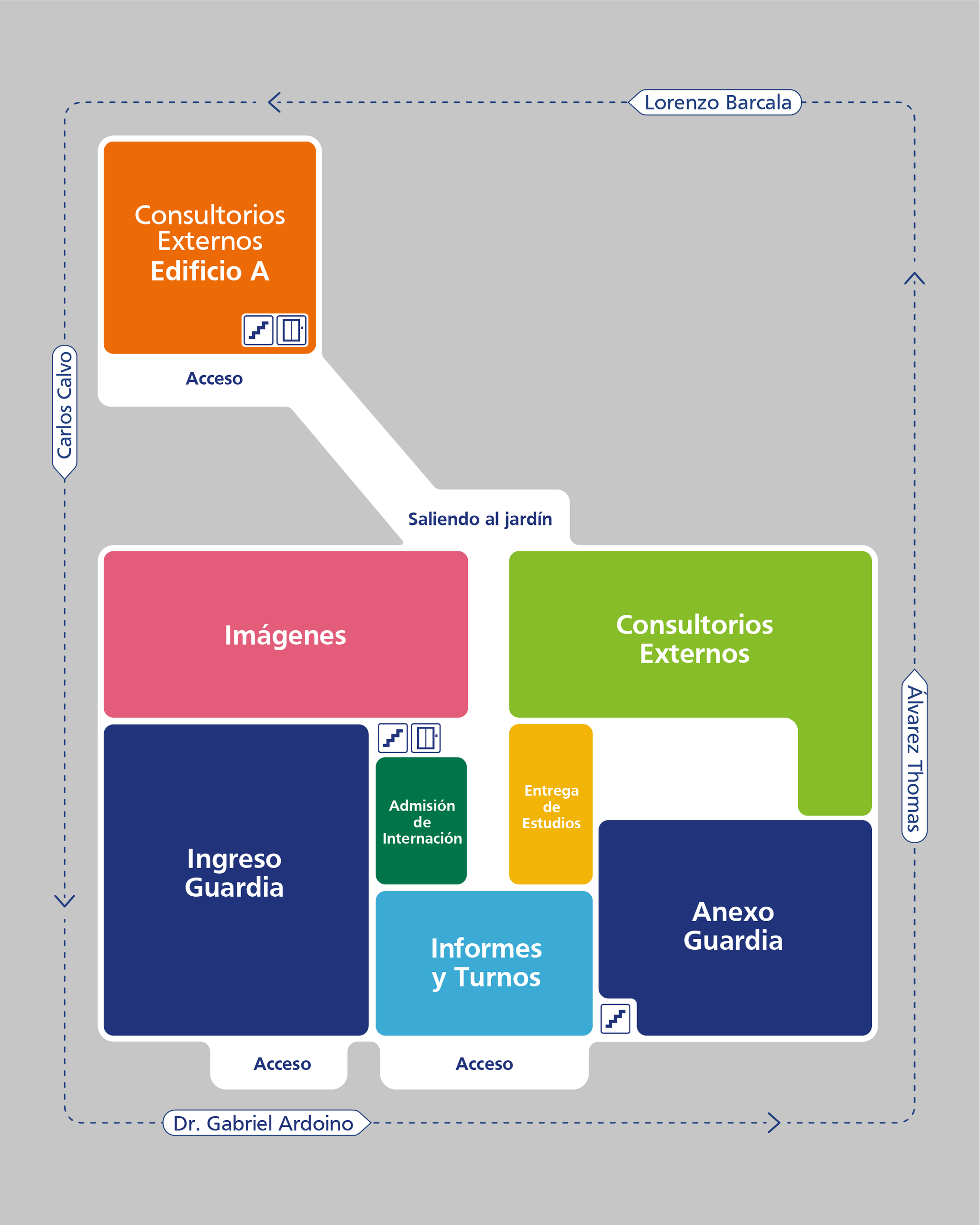 Plano de consultorios externos, vista 1